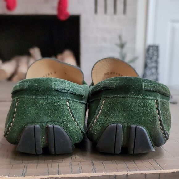 Salvatore Ferragamo Billy 2 Green Suede Driving Loafers Sz 9 - Picture 6 of 13